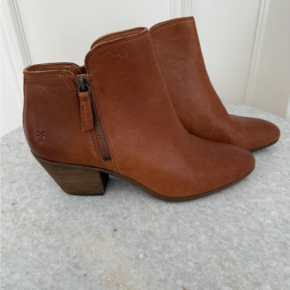 Frye Tan Leather Ankle Booties